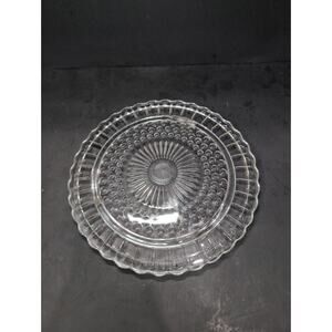 Federal Glass Cake Stand Sunflower Bubble, Tri-Footed Cake Plate, Cake Platter